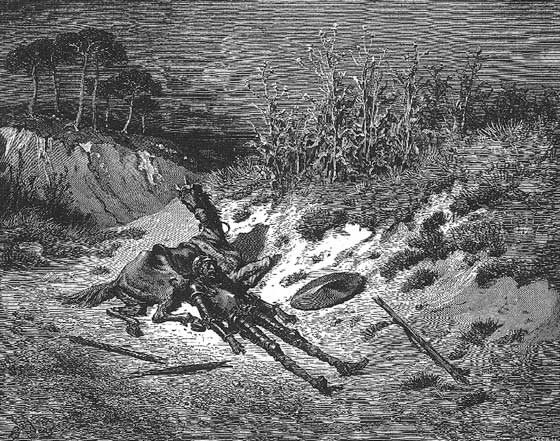 Don Quijote echado en tierra. Gustave Doré. 1605